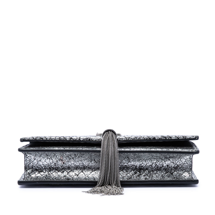Saint Laurent Python embossé Metallic Cuir Classic Monogram Kate Pompon Wallet on Chain