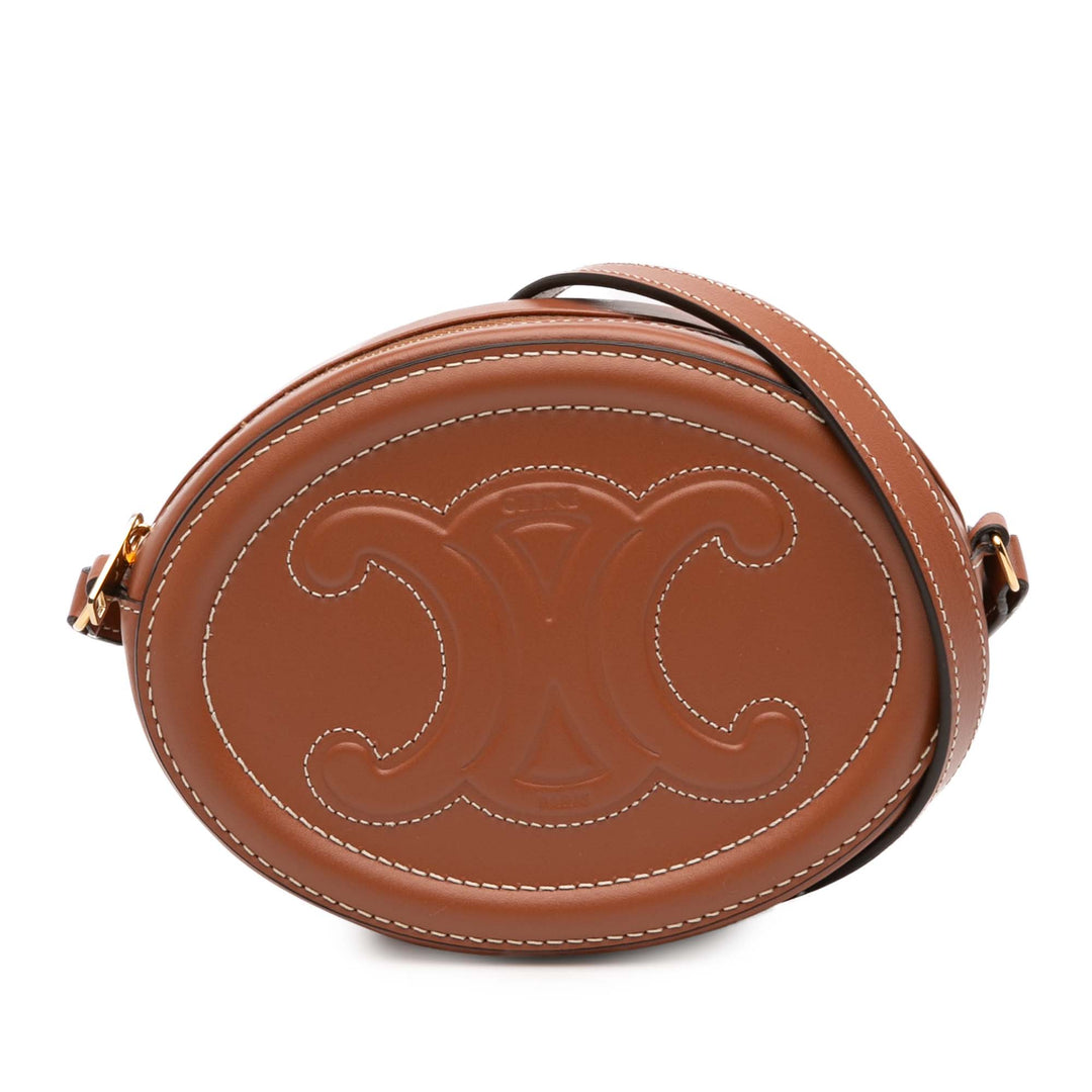 Celine Small Cuir de veau Cuir Triomphe Oval Sac porté croisé