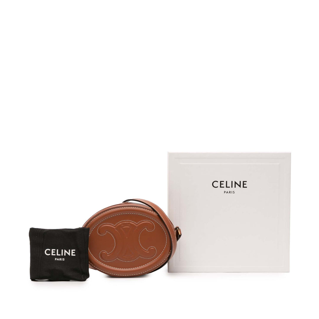 Celine Small Cuir de veau Cuir Triomphe Oval Sac porté croisé