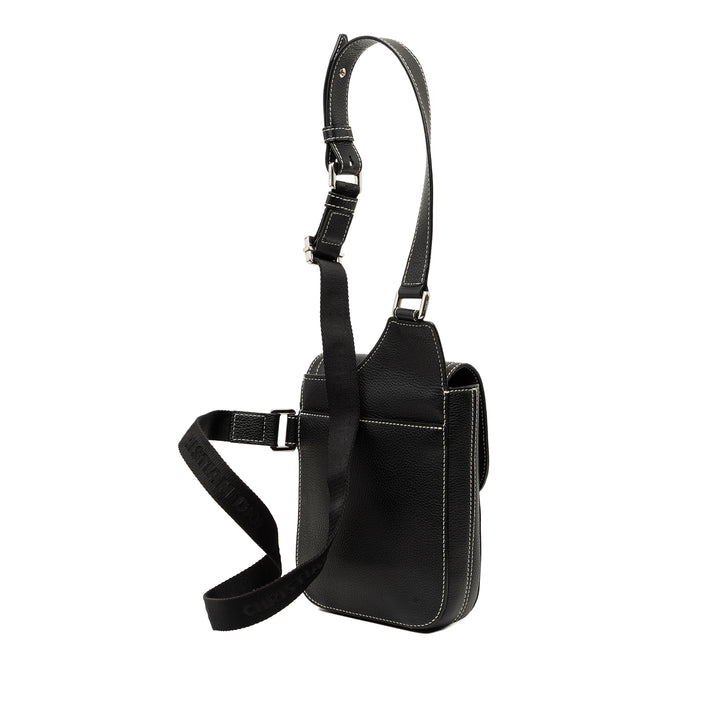 Stussy Bee Applique Saddle Sac Cuir de veau Noir