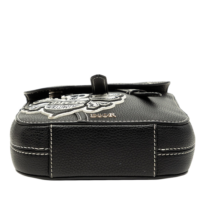 Stussy Bee Applique Saddle Sac Cuir de veau Noir