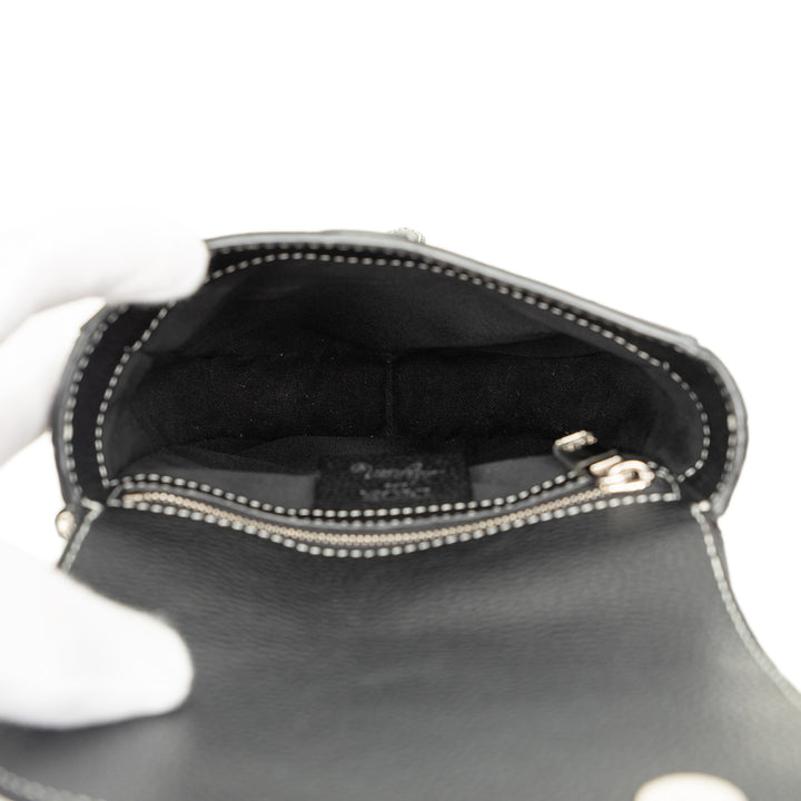 Stussy Bee Applique Saddle Sac Cuir de veau Noir