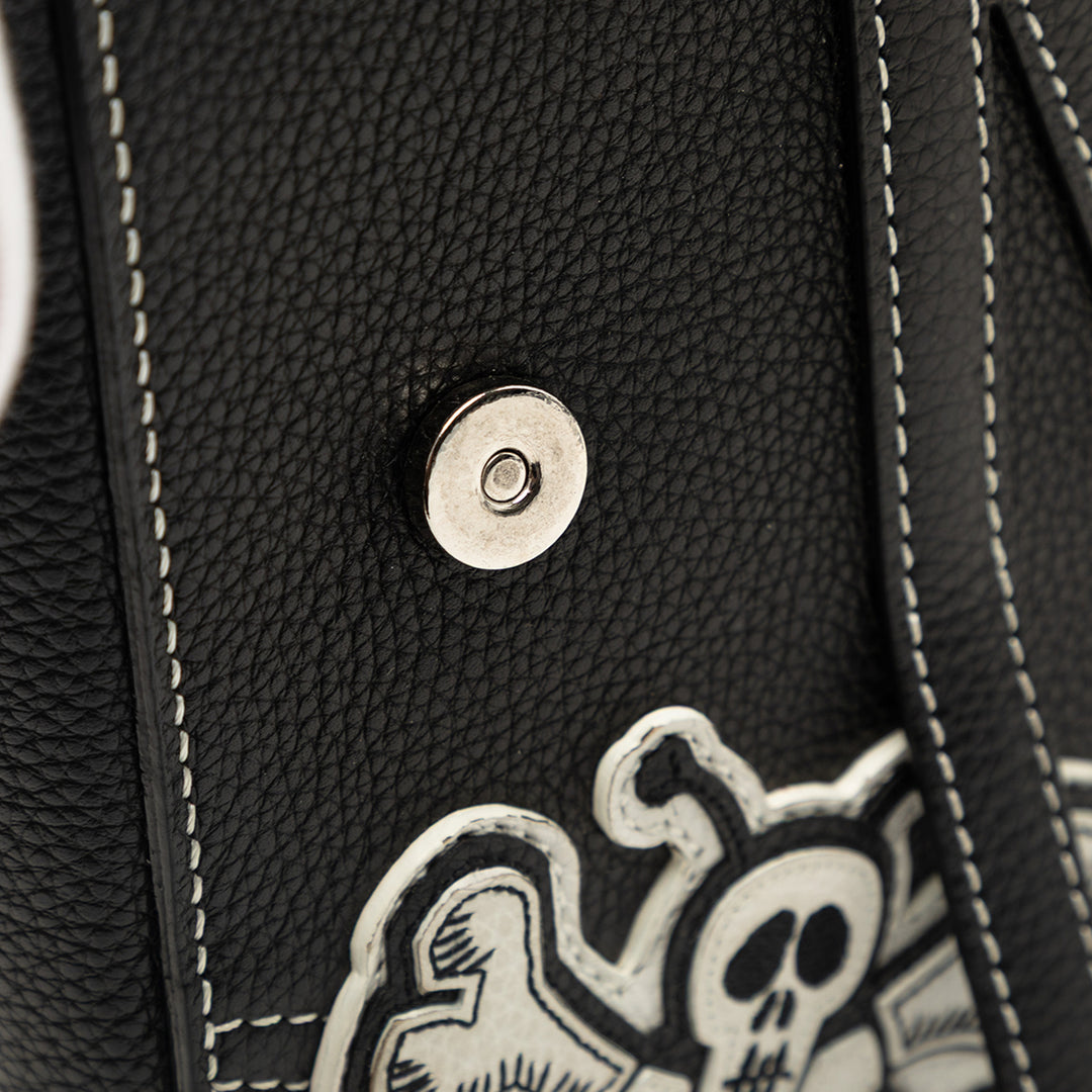 Stussy Bee Applique Saddle Sac Cuir de veau Noir