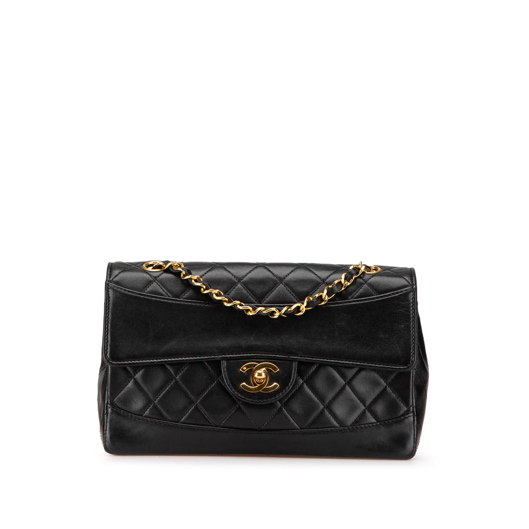 Medium CC Quilted Lambskin Single Flap Black - Gaby Paris