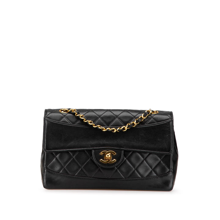 Medium CC Quilted Lambskin Single Flap Black - Gaby Paris