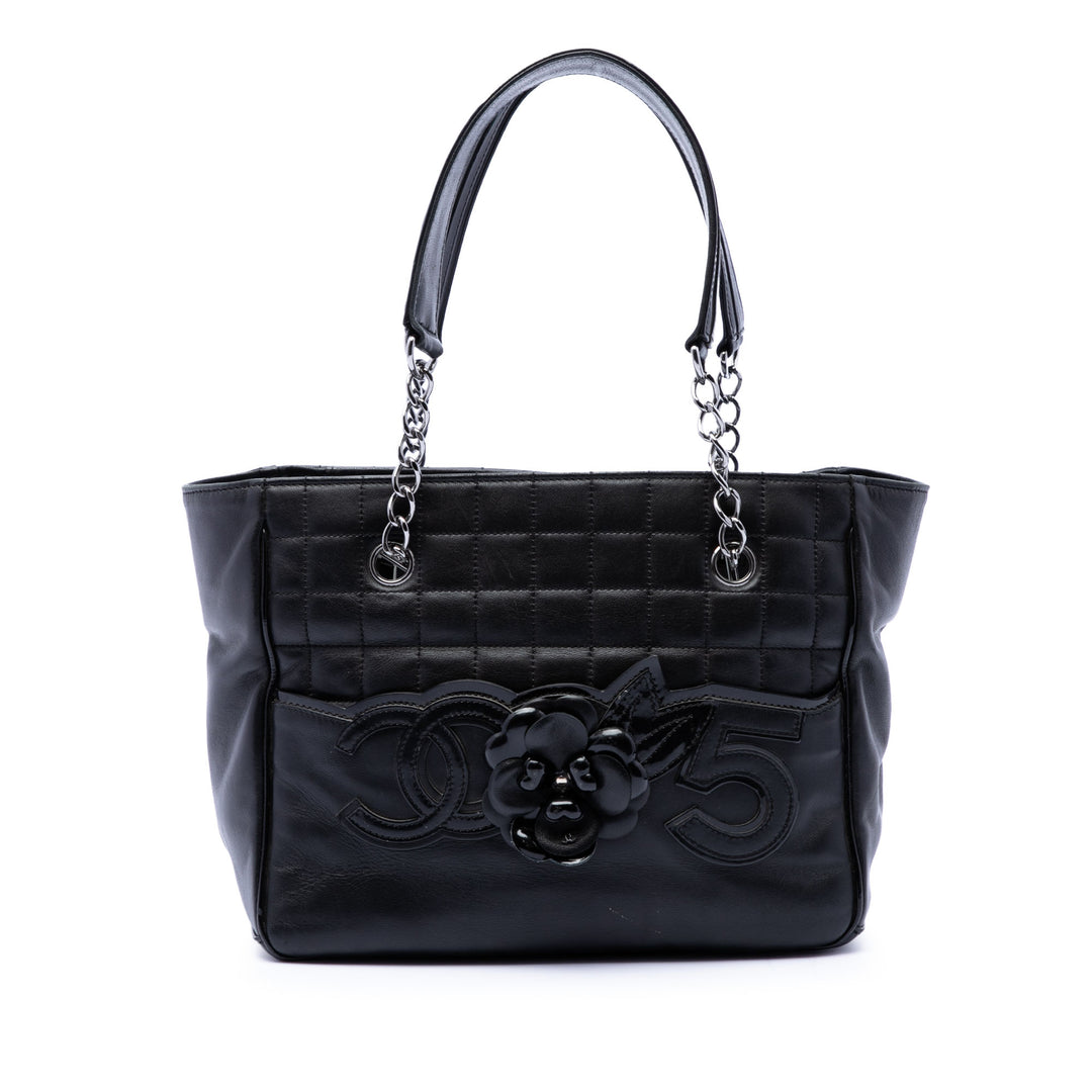 Chanel CC Choco Bar Cuir d’agneau Camellia No 5 Cabas