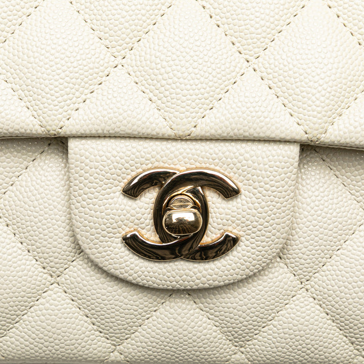 Medium Classic Caviar Double Flap White - Gaby Paris