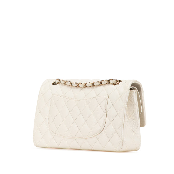 Medium Classic Caviar Double Flap White - Gaby Paris