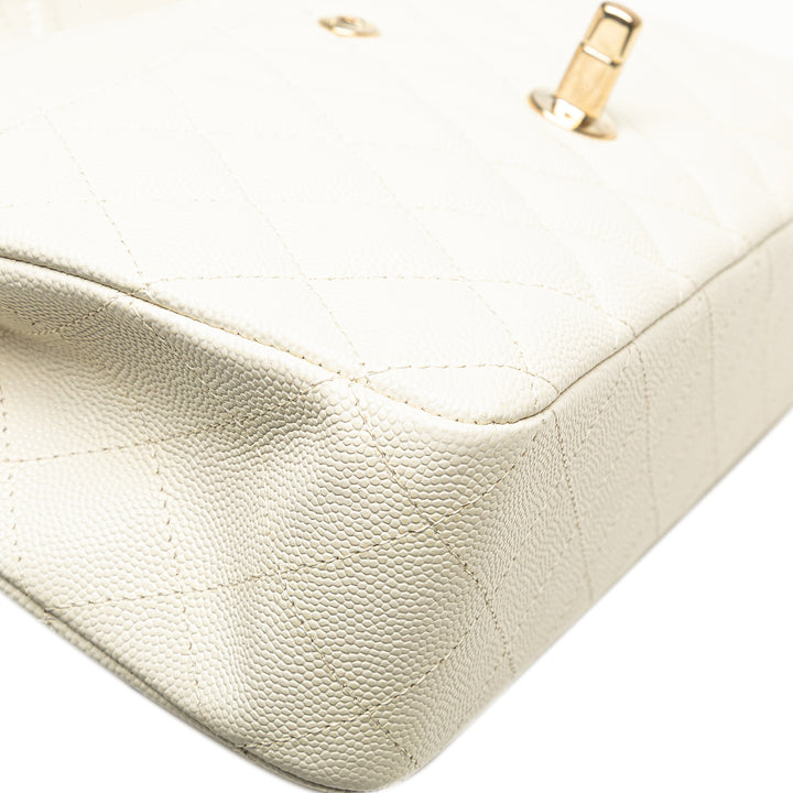 Medium Classic Caviar Double Flap White - Gaby Paris