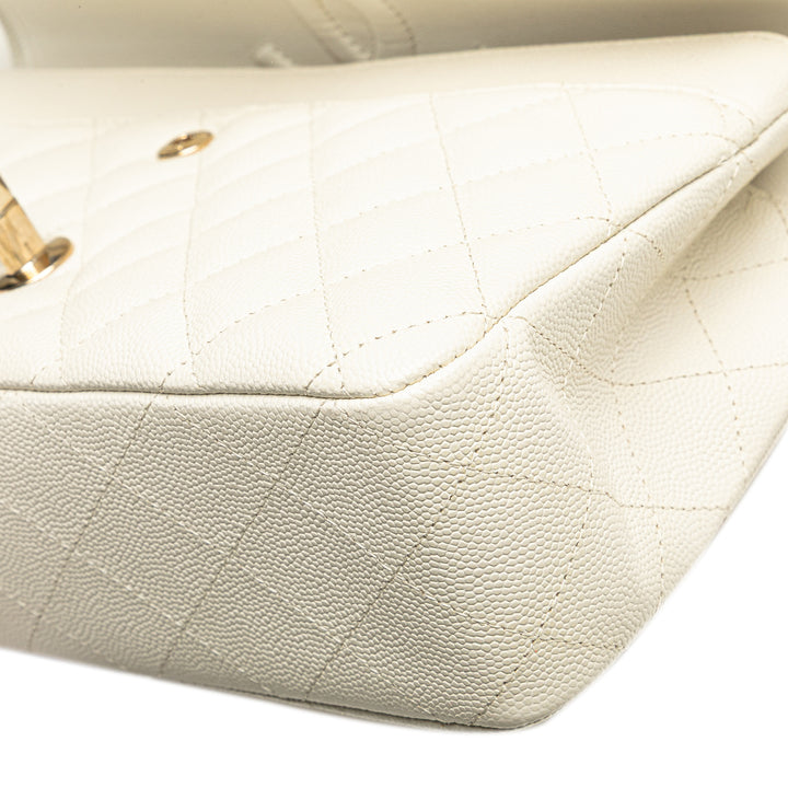 Medium Classic Caviar Double Flap White - Gaby Paris