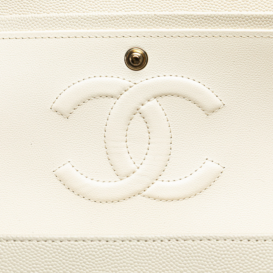 Medium Classic Caviar Double Flap White - Gaby Paris