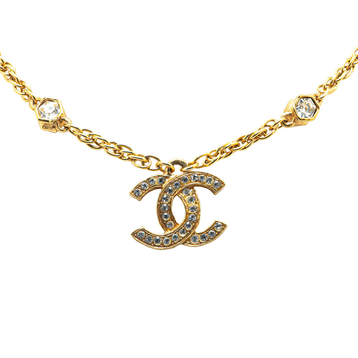 Gold Plated CC Rhinestones Pendant Necklace Gold - Gaby Paris