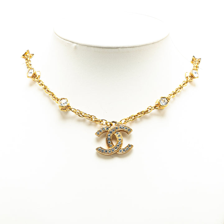 Gold Plated CC Rhinestones Pendant Necklace Gold - Gaby Paris
