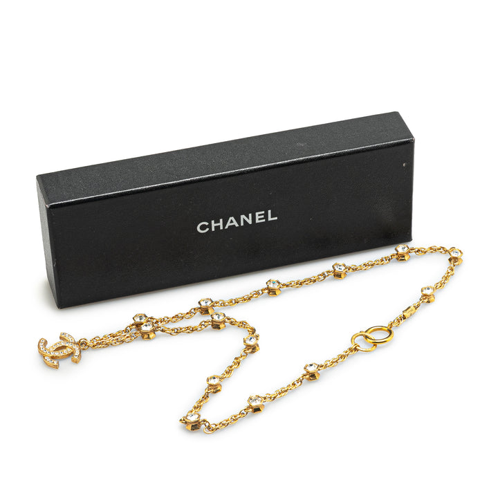 Gold Plated CC Rhinestones Pendant Necklace Gold - Gaby Paris