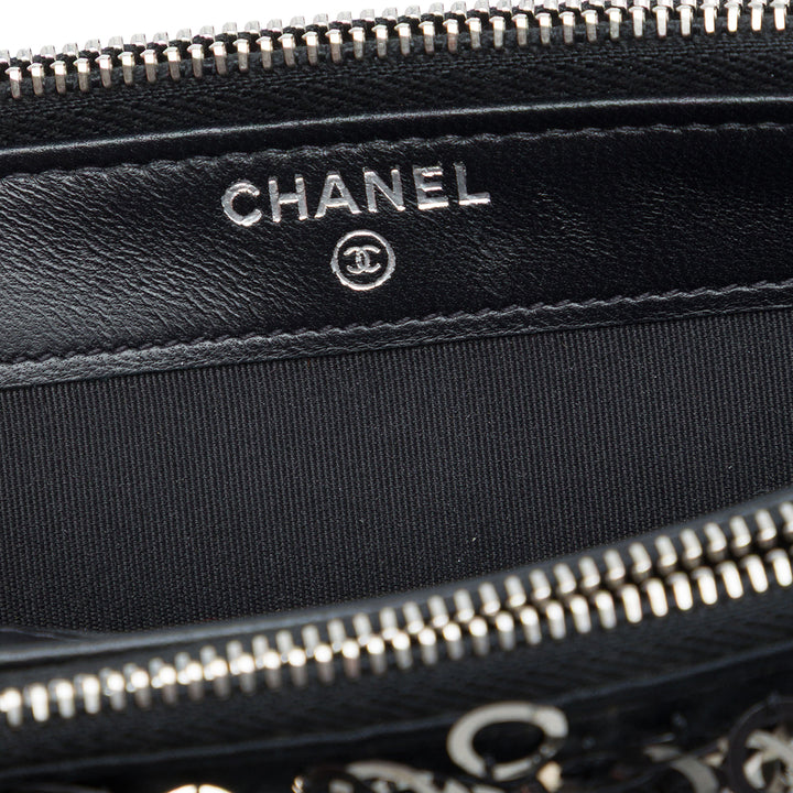 Chanel CC Cuir de veau et Sequins Double Zip Wallet on Chain