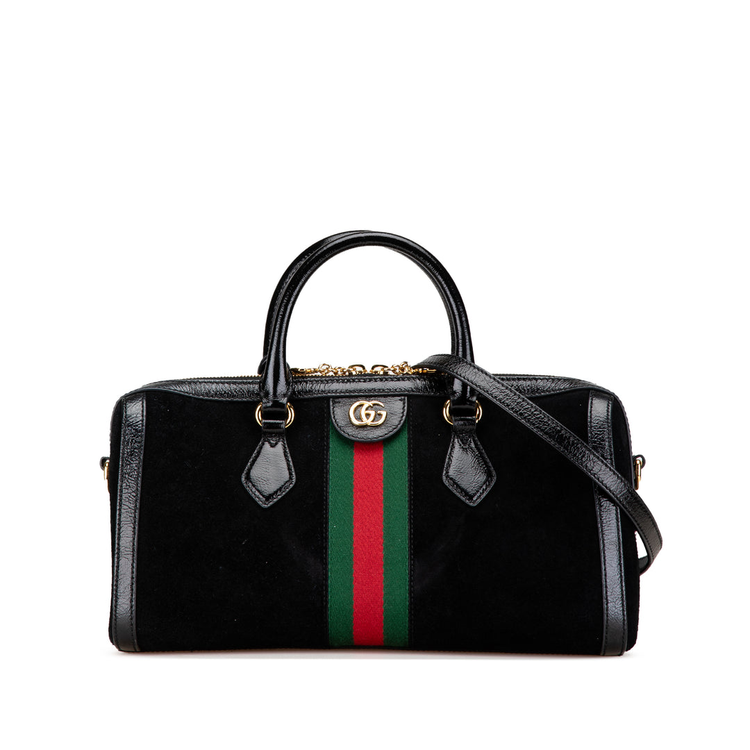 Medium Ophidia Suede Satchel Black - Gaby Paris