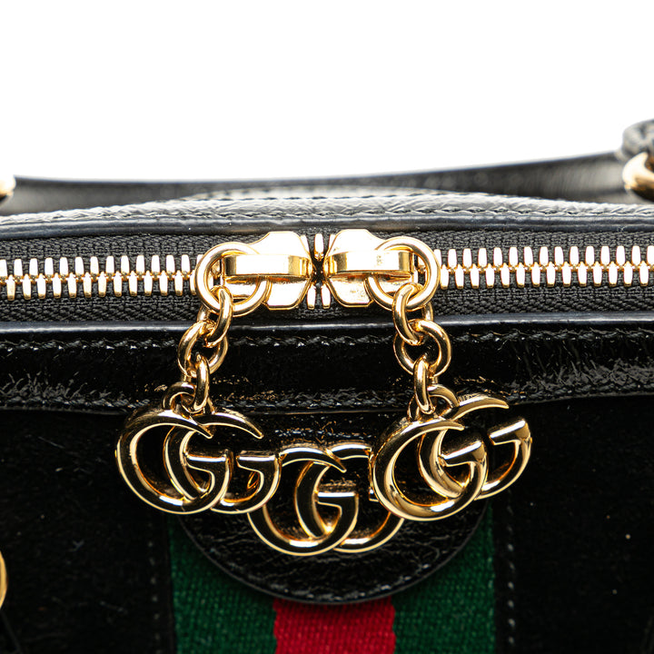 Medium Ophidia Suede Satchel Black - Gaby Paris
