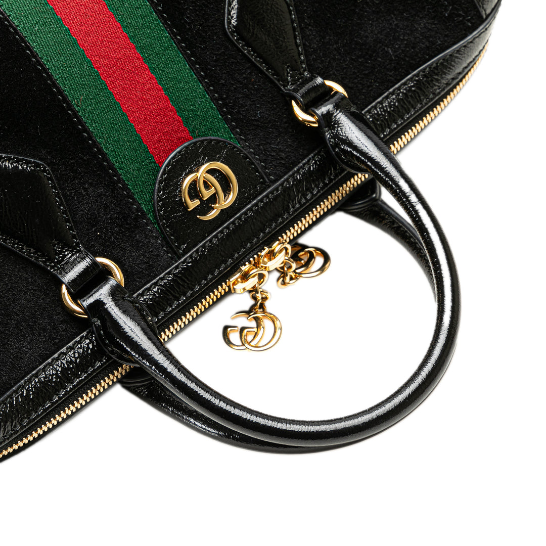 Medium Ophidia Suede Satchel Black - Gaby Paris