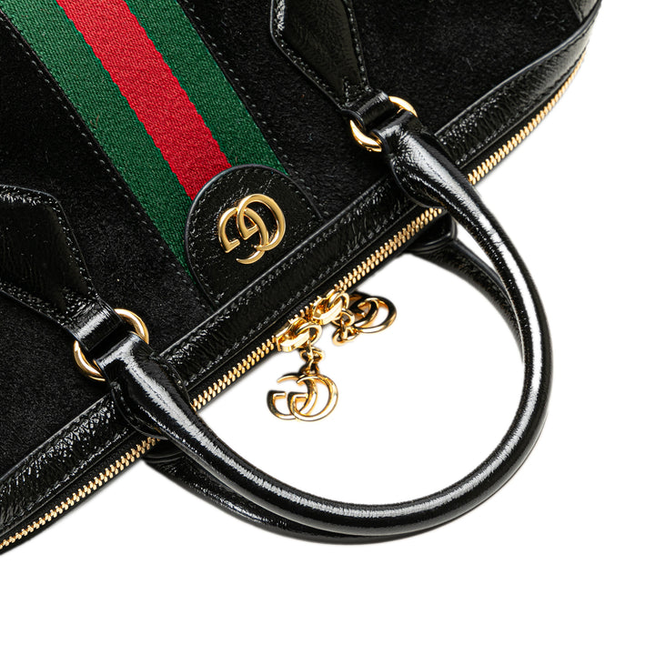Medium Ophidia Suede Satchel Black - Gaby Paris