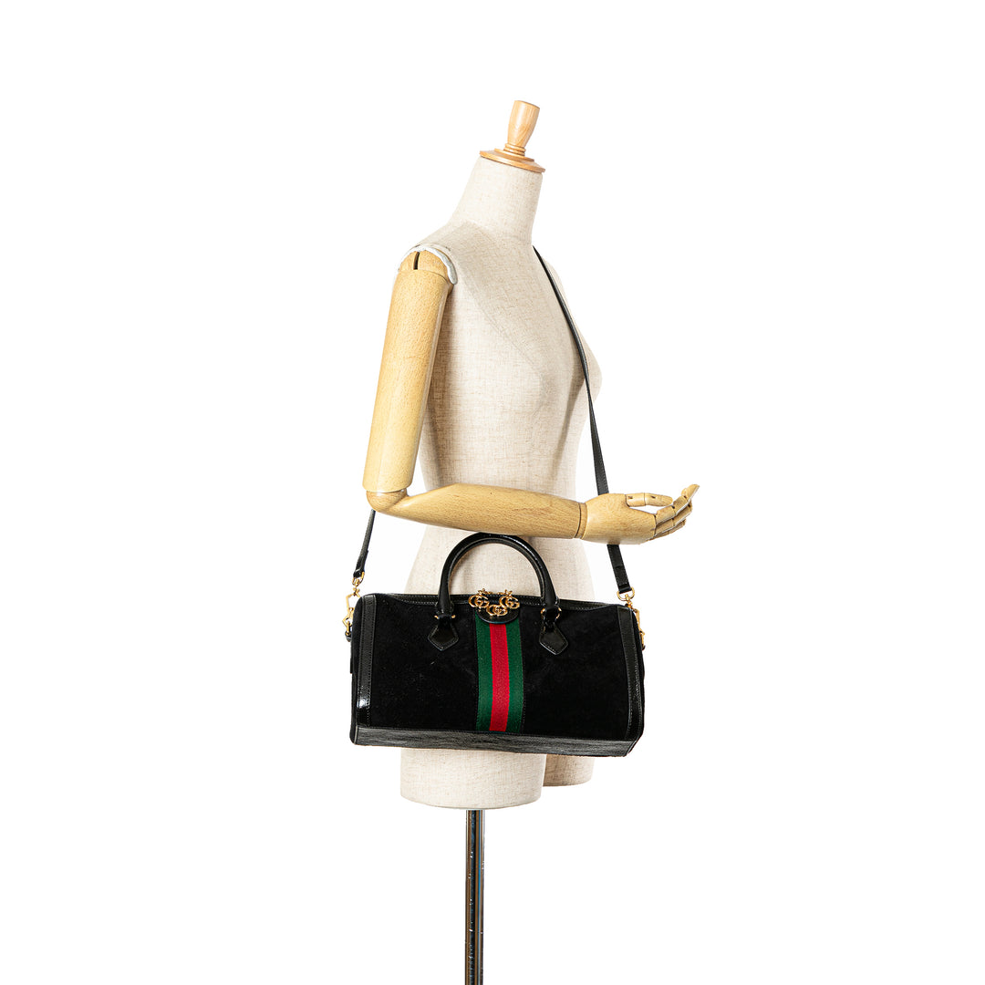 Medium Ophidia Suede Satchel Black - Gaby Paris