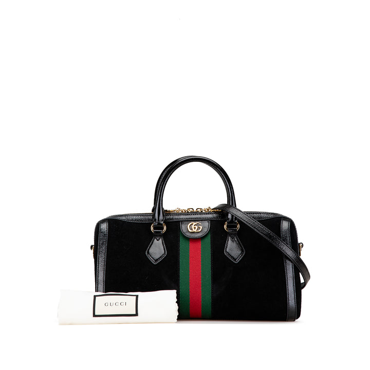 Medium Ophidia Suede Satchel Black - Gaby Paris