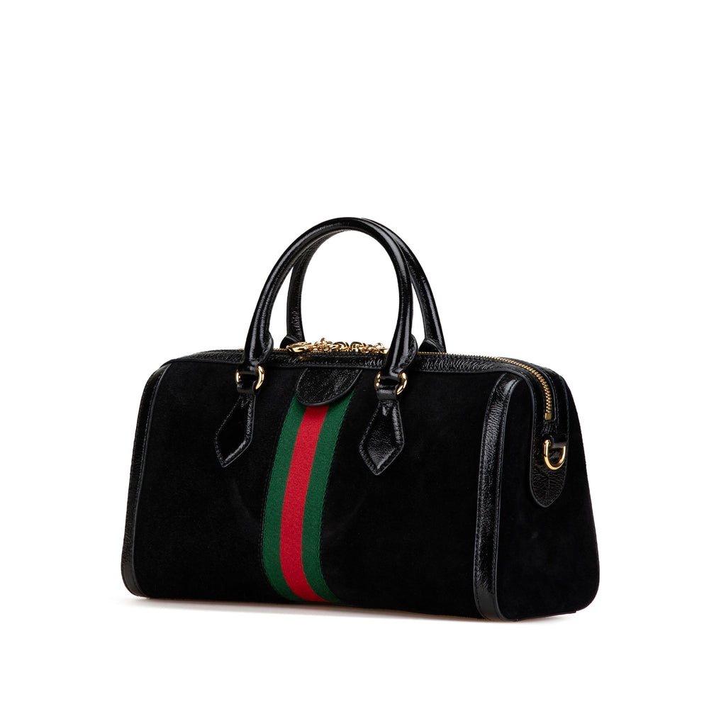 Medium Ophidia Suede Satchel Black - Gaby Paris