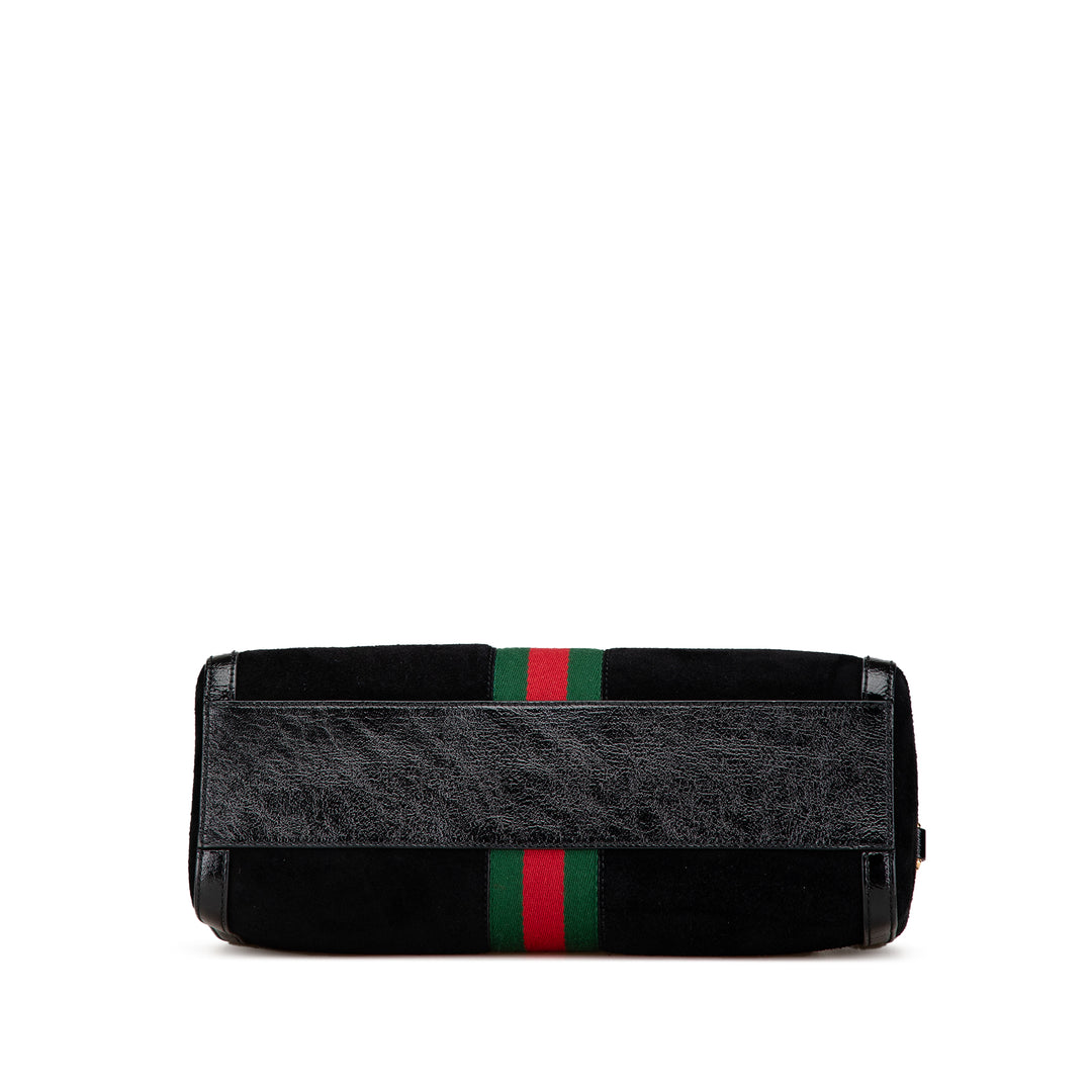 Medium Ophidia Suede Satchel Black - Gaby Paris