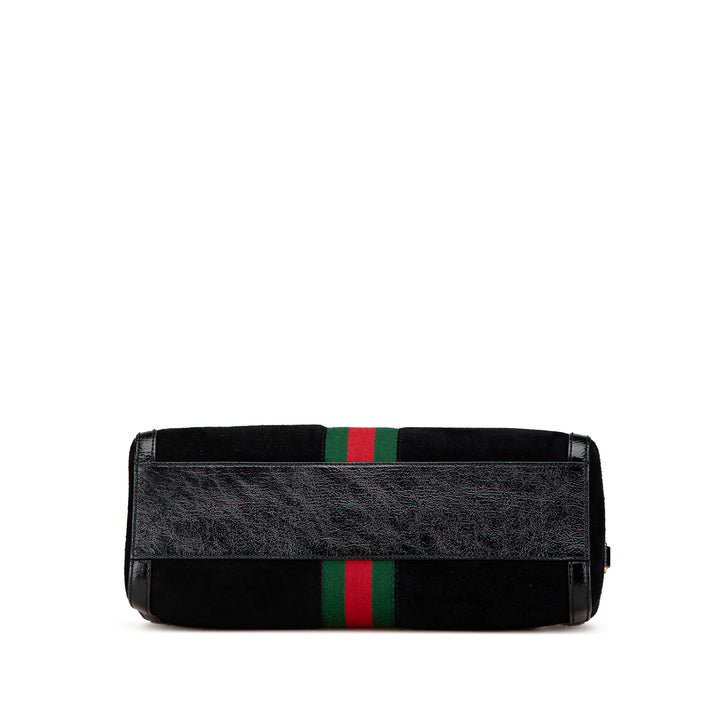 Medium Ophidia Suede Satchel Black - Gaby Paris