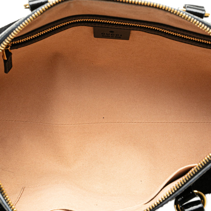 Medium Ophidia Suede Satchel Black - Gaby Paris