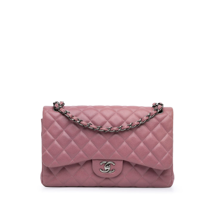 Jumbo Classic Caviar Double Flap Pink - Gaby Paris