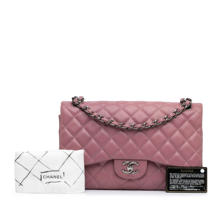 Jumbo Classic Caviar Double Flap Pink - Gaby Paris