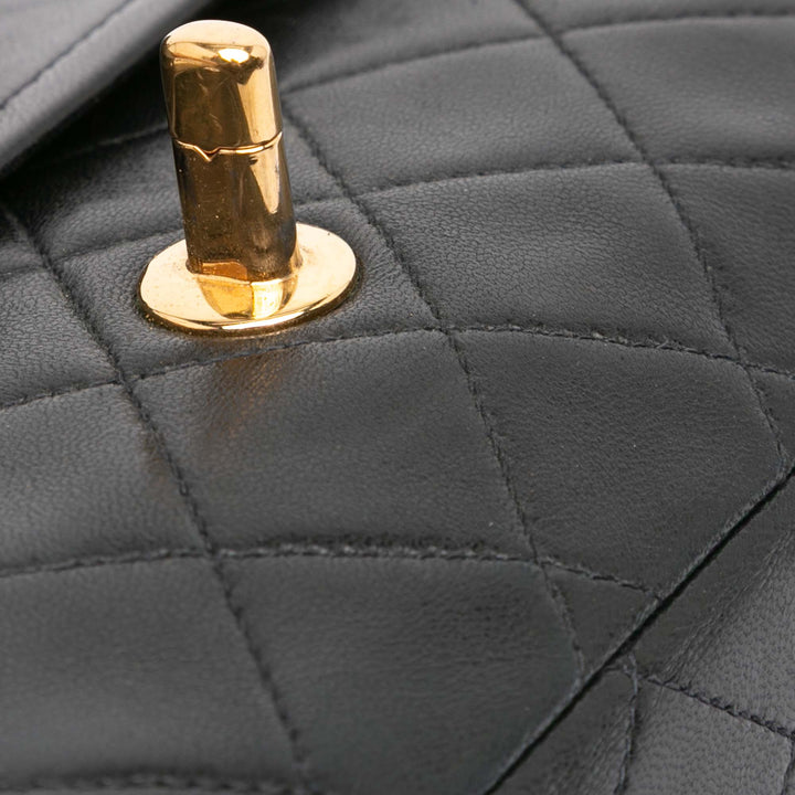 Chanel Medium Classic Cuir d’agneau Double rabat Noir