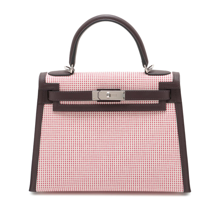 Hermès Toile Quadrille and Swift Kelly II Sellier 28 Rouge – GABY PARIS Authentique