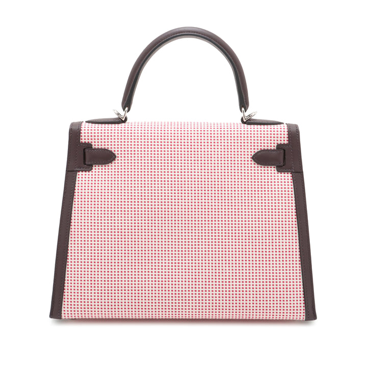 Hermès Toile Quadrille and Swift Kelly II Sellier 28 Rouge – GABY PARIS Authentique