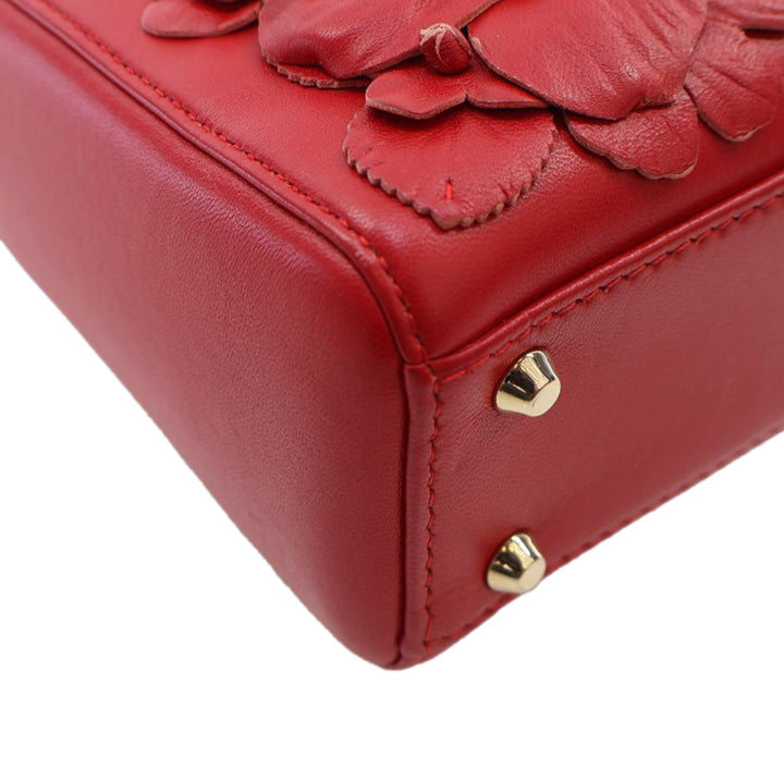 Mini Lambskin DiorAmour Applique Flower Lady Dior Red - Gaby Paris