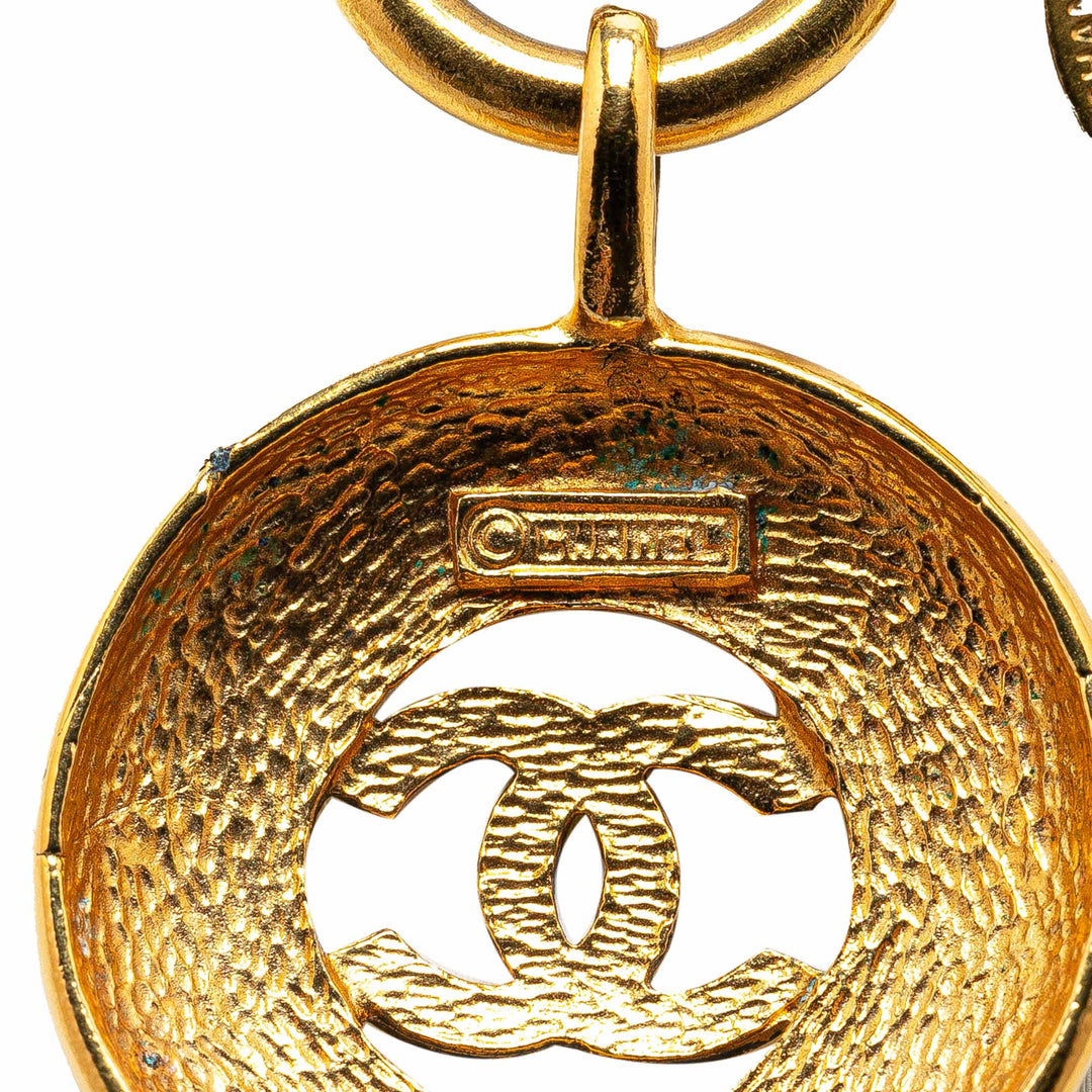 Gold Plated CC Round Pendant Necklace Gold - Gaby Paris