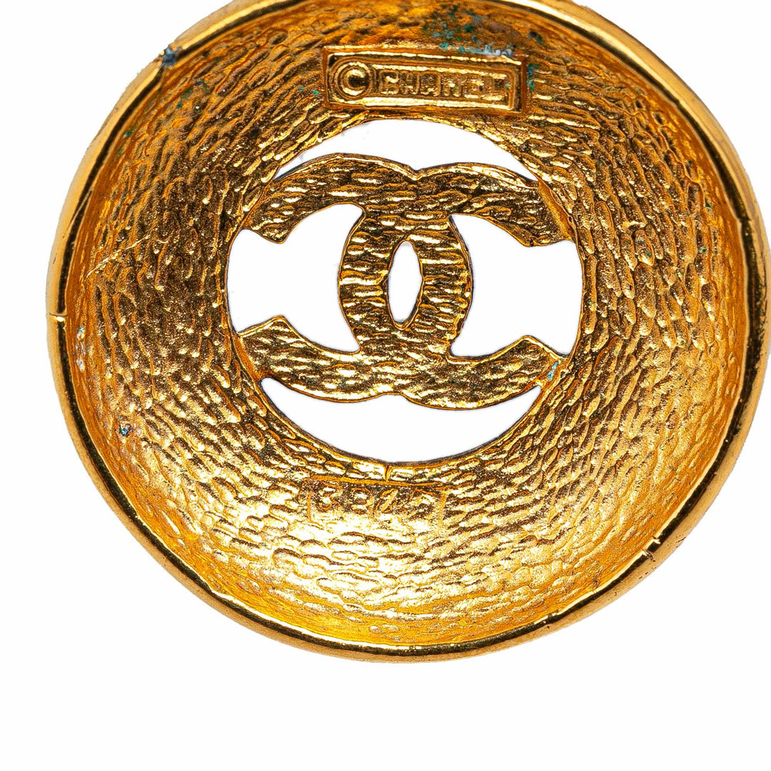 Gold Plated CC Round Pendant Necklace Gold - Gaby Paris