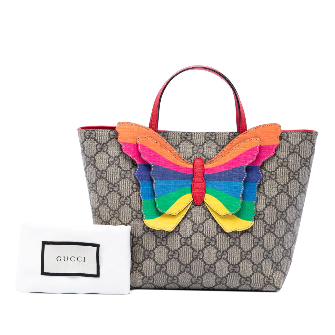 Gucci Childrens Rainbow Butterfly Cabas GG Supreme Beige – vue 7 – GABY PARIS