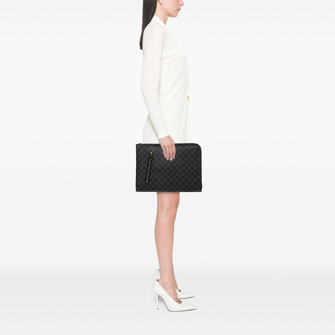 Poche Documents Portfolio Damier Graphite Noir