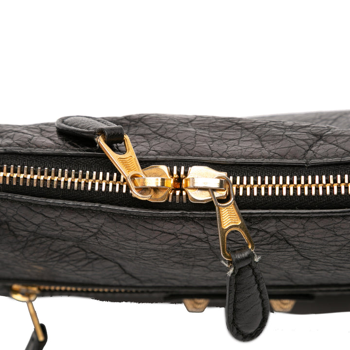 Balenciaga Cuir d’agneau Motocross Giant 12 Zip Around Flat Pochette Noir