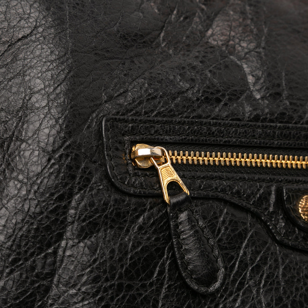 Balenciaga Cuir d’agneau Motocross Giant 12 Zip Around Flat Pochette Noir
