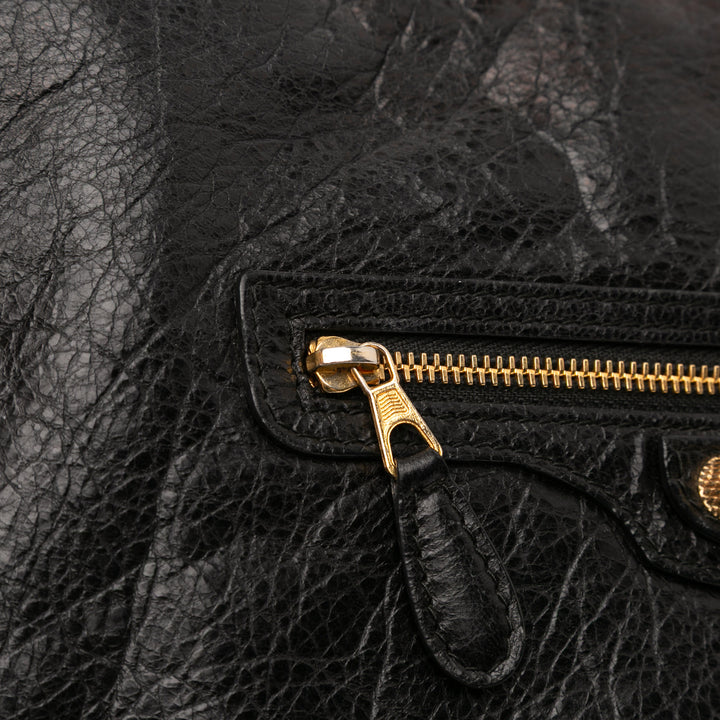 Balenciaga Cuir d’agneau Motocross Giant 12 Zip Around Flat Pochette Noir