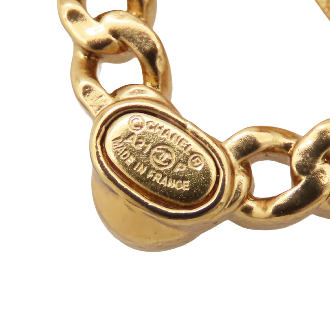 Chanel CC plaqué Strass Perles fantaisie Heart Broche Métal