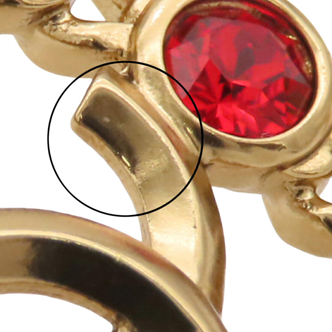 Chanel CC plaqué Strass Perles fantaisie Heart Broche Métal
