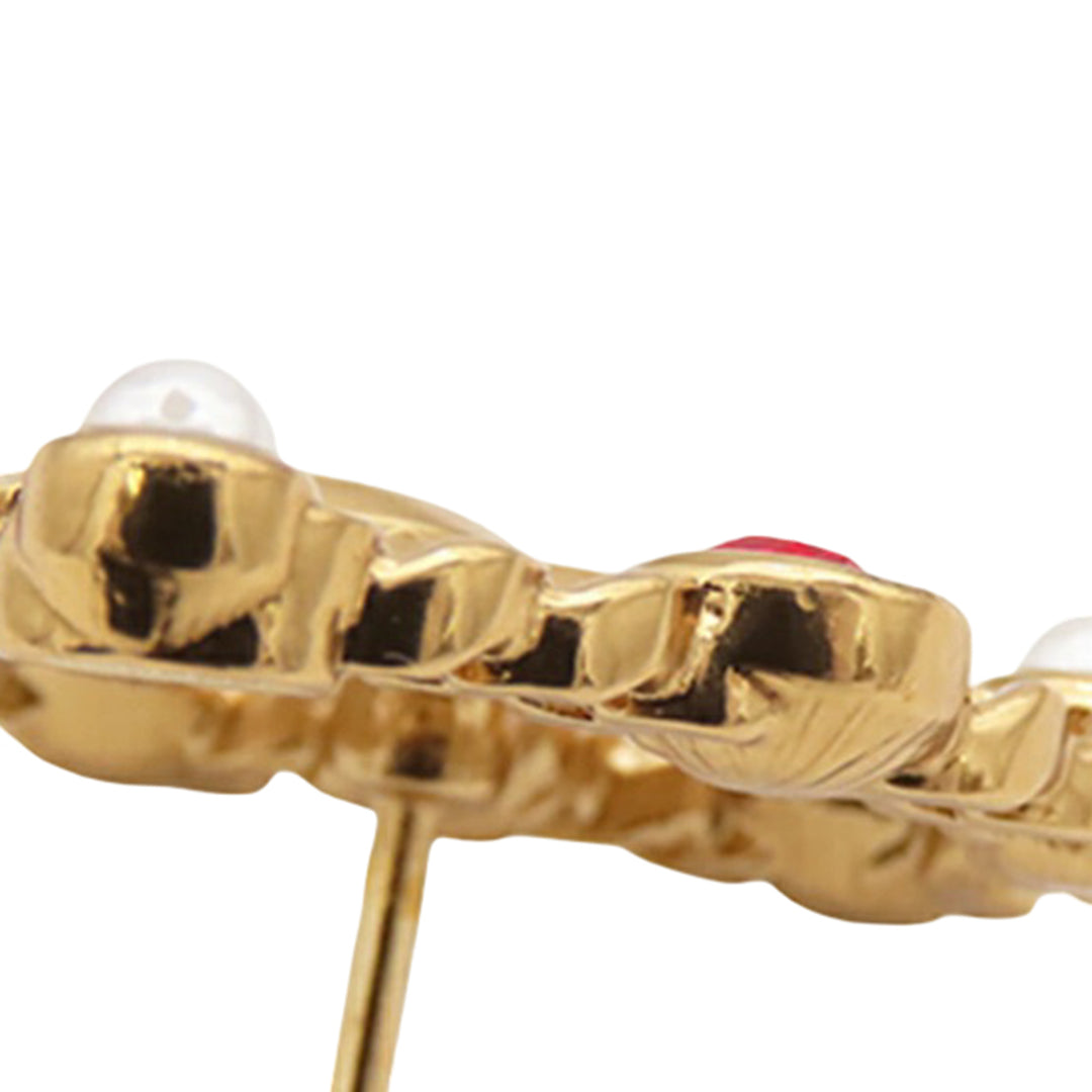 Chanel CC plaqué Strass Perles fantaisie Heart Broche Métal