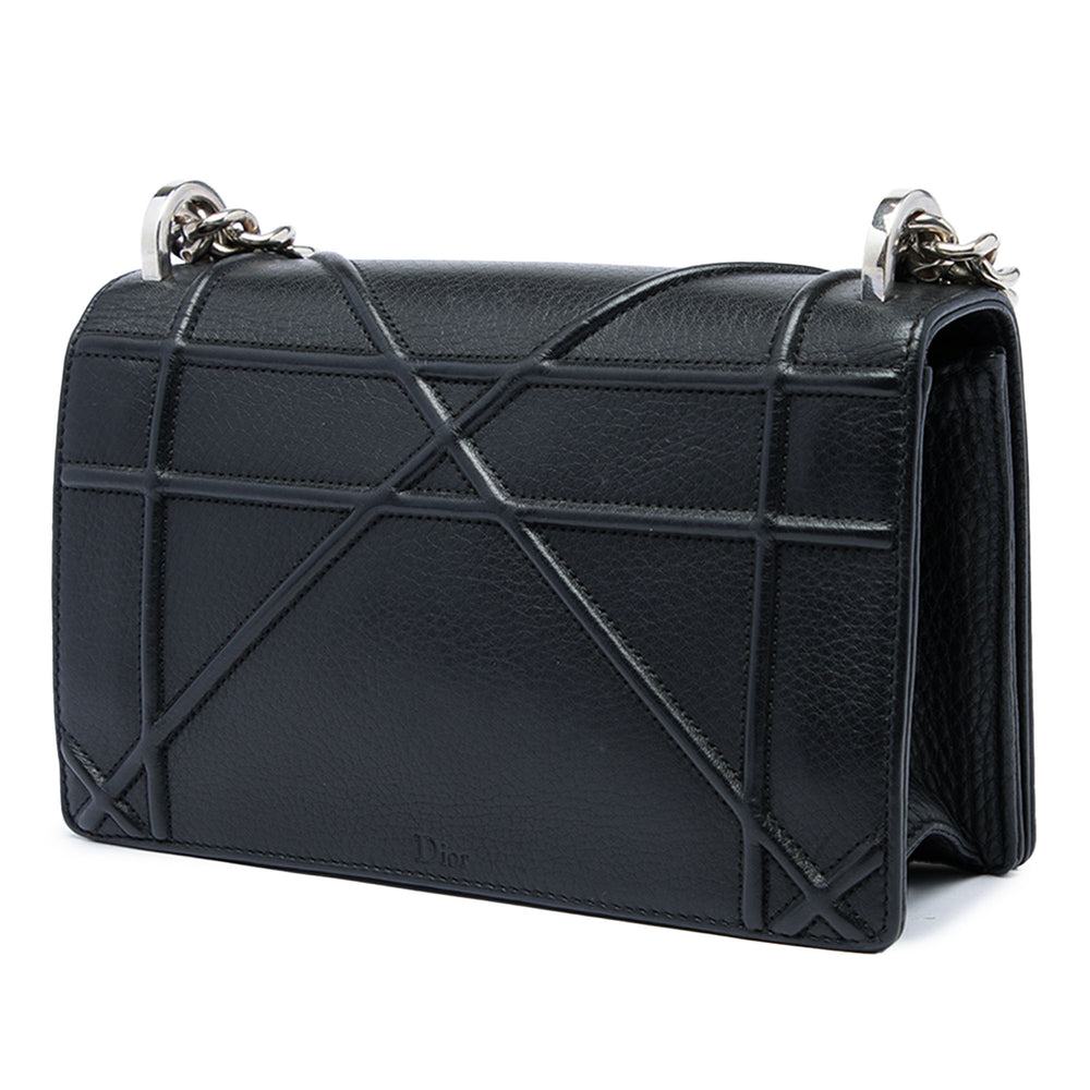 Dior Sac bandoulière grainé Diorama à rabat Petit Cuir de veau grainé Noir – vue 2 – GABY PARIS