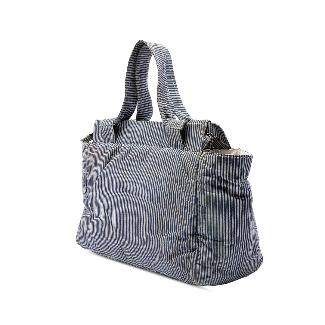 Chanel CC Striped Toile Shopper Cabas