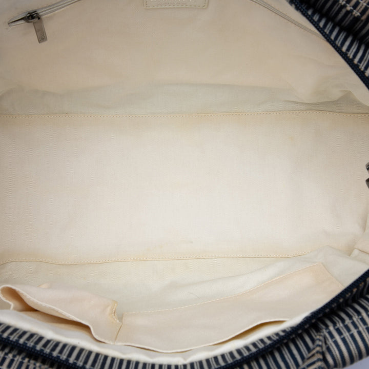Chanel CC Striped Toile Shopper Cabas