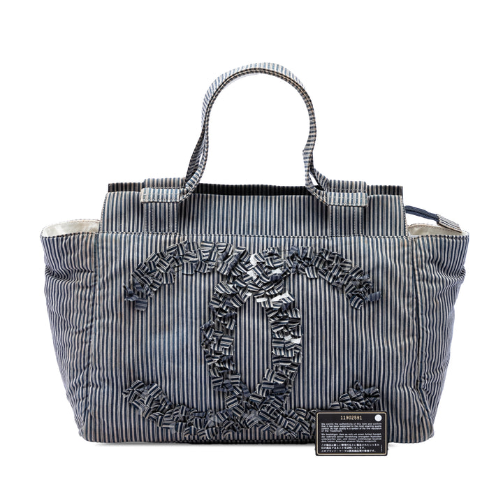 Chanel CC Striped Toile Shopper Cabas