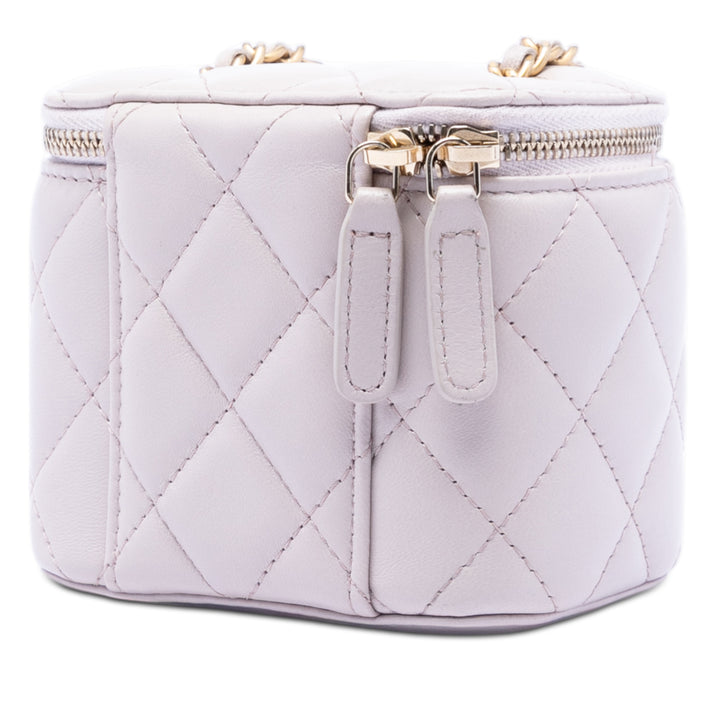 Chanel Mini Matelassé Cuir d’agneau Perle Crush Vanity avec chaîne